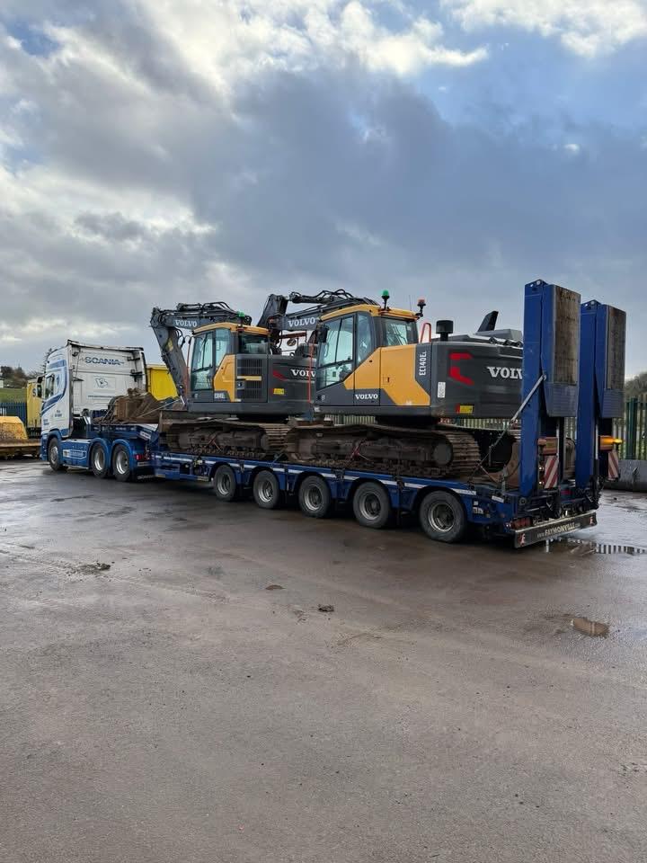 Truck loaded with machinery